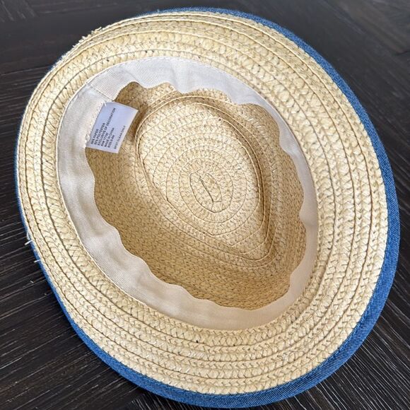 Baby hat, fedora style, beach, spring, tan, blue, size 0- 6 months vacation - Picture 3 of 4